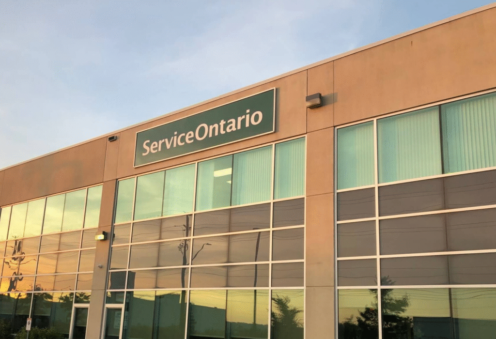 Outside view of a ServiceOntario centre in Ontario